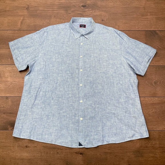 UNTUCKit Other - UNTUCKit Mens 3XL Linen Short Sleeve Button Down Shirt Light Blue 100% Linen